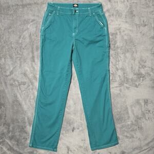 Dickies Womens Carpenter Pants Teal Green Workwear Utility Straight Leg 90s Y2K